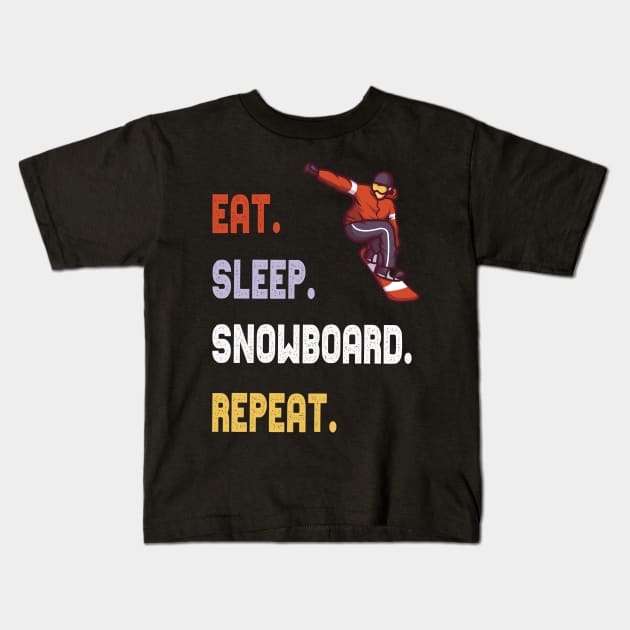 eat sleep snowboarding wintersports snowboard gift Kids T-Shirt by Lomitasu